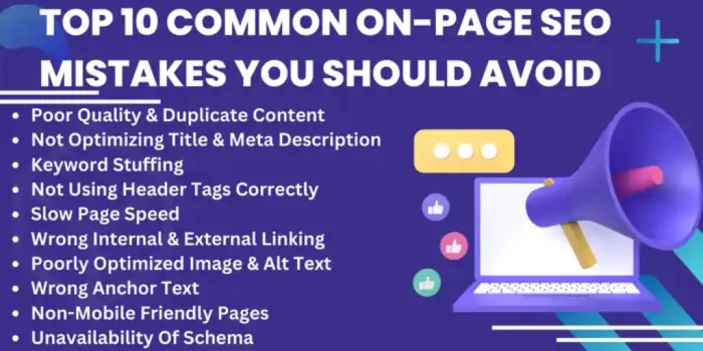 Top 10 Common On-Page SEO Mistakes You Should avoid